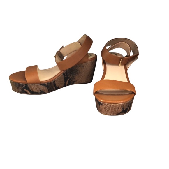 Monet Shoes - Monet Brown Wedge Sandals with Cork Heel